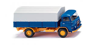 Wiking 041102 - H0 - MAN 415 Pritschen-Lkw - blau/melonengelb